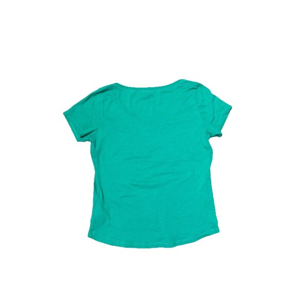 Y2K Hollister Green V-neck Glitter Graphic Tee Bird Logo GUC Large Surf Classi - Picture 6 of 6